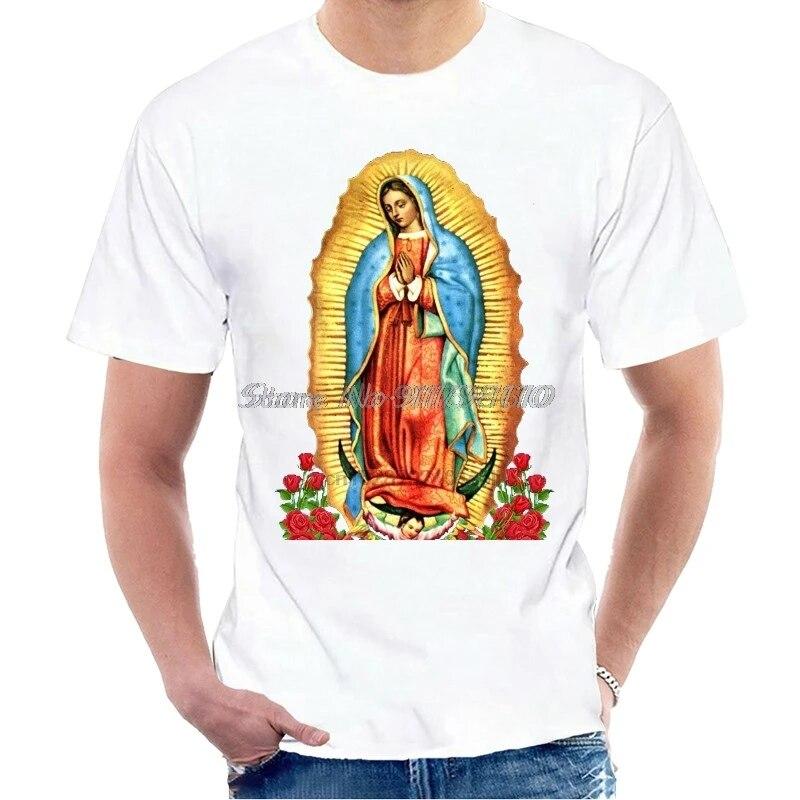 Футболка унисекс с забавным принтом, женская классная футболка, футболка с католической церковью Virgen De Guadalupe, хлопковые футболки унисекс, уличная одежда унисекс в стиле Харадзюку
