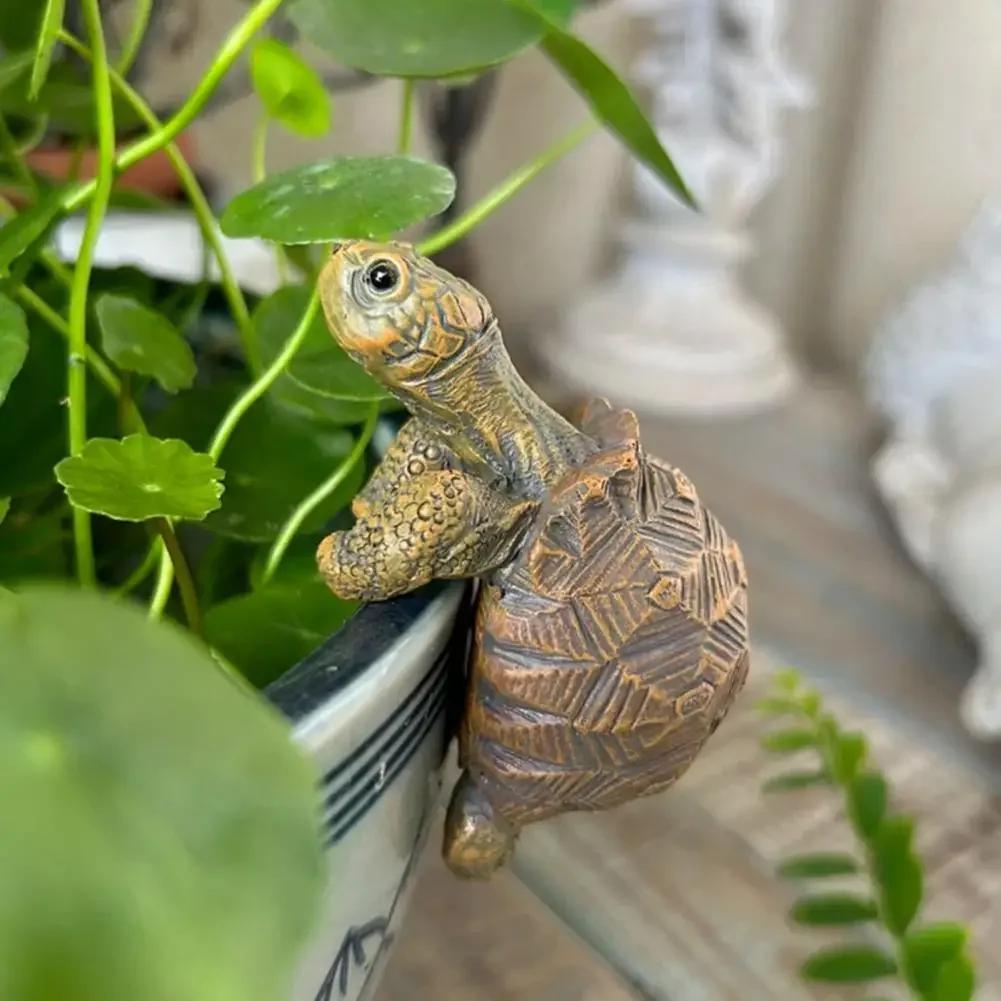 1/2Pcs Small Turtle Resin Crafts for Garden Flower Pot Decoration Creative Fish Tank Ornaments Home Balcony Decor