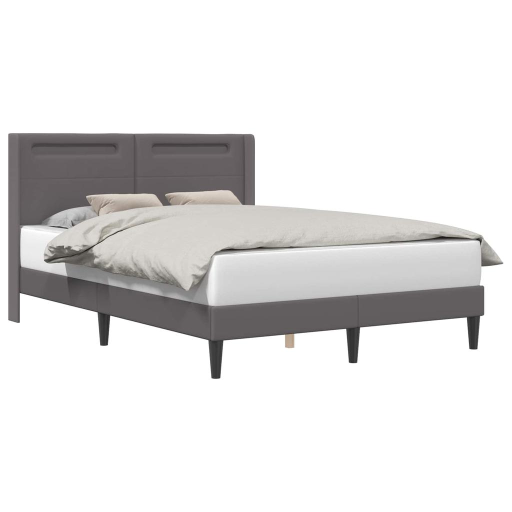 Bed Frame with LED Light Strips Gray 120 x 200 cm Faux Leather