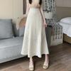 Retro High Waist Solid Color Long Skirt - Korean Style All-Match