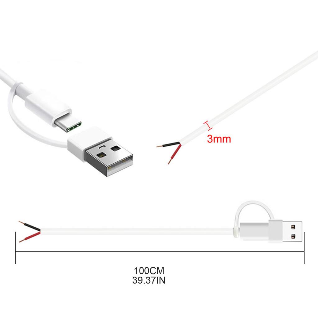 USB C Pigtail 2-жильный кабель USB Type C Male to 2Pin Wire Y Pigtail Cable 5V 2A USB C кабель питания для светодиодных маршрутизаторов