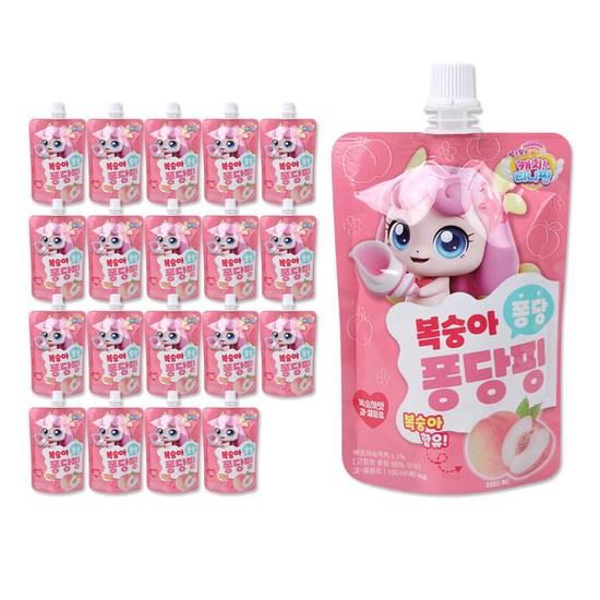 Catch Tiniping Peach Fondant Fondant Ping Drink 100ml, Peach, 100ml, 20 Pieces, a Popular Character In Korea