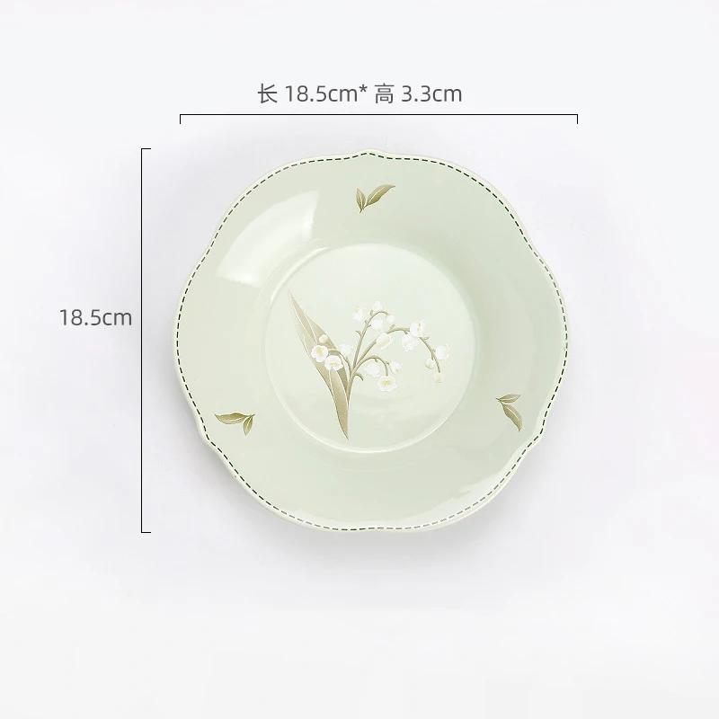 Модные цветочные керамические тарелки, фруктовые десертные тарелки для послеобеденного чая, изысканные блюда, миски, наборы тарелок, изысканная домашняя посуда