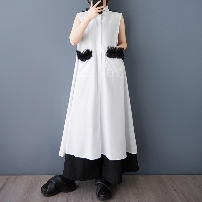 Без рукавов Большие размеры винтажные новые платья для женщин повседневные свободные длинные летние платья-рубашки