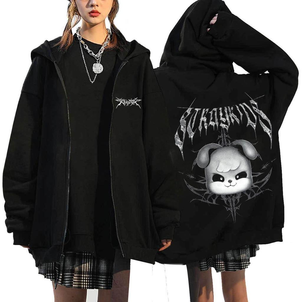 Худи из хлопка с принтом Stray Kids Dominate Harajuku для мужчин и женщин, худи на молнии свободного кроя