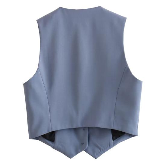 Женский формальный жилет с глубоким v-образным вырезом, однобортный кардиган без рукавов, однотонный свободный OL, офисная одежда, жилет, женское пальто