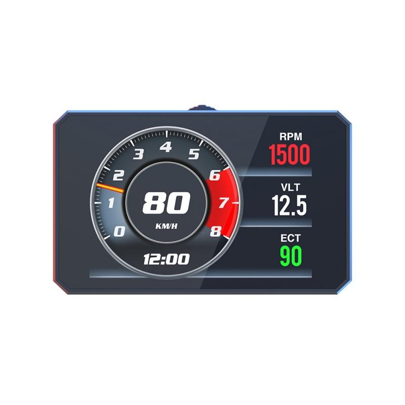 P16 Автомобильный HUD OBD2 ЖК-дисплей Head Up Display Спидометр км/ч, миль/ч Тахометр Температура ОЖ Расход топлива Давление Турбины