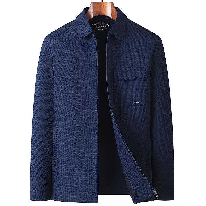 Высококлассная весенняя куртка в стиле business casual - отложной воротник, застежка-молния, легкая представительская рабочая одежда