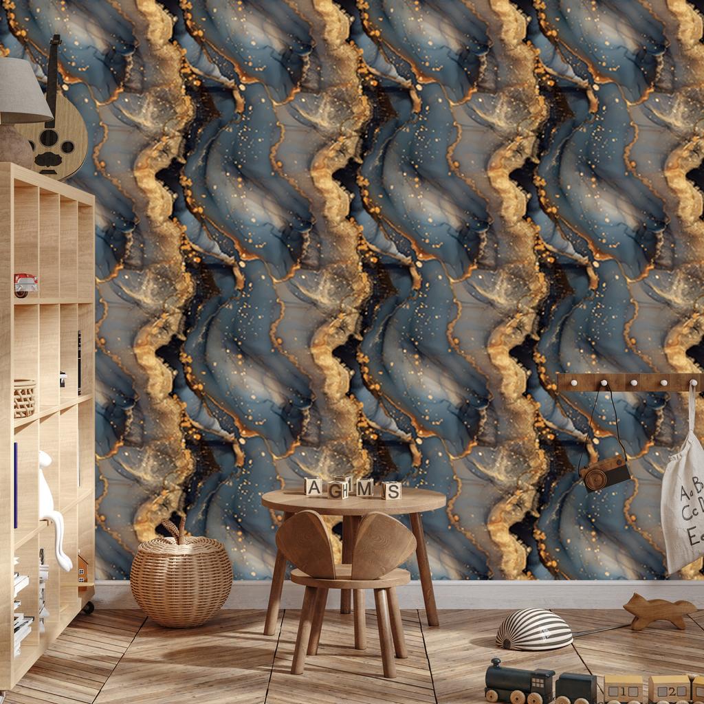 Ink Brown, Navy Blue and Graphite Wallpaper for Living Room and Bedroom 50x1000