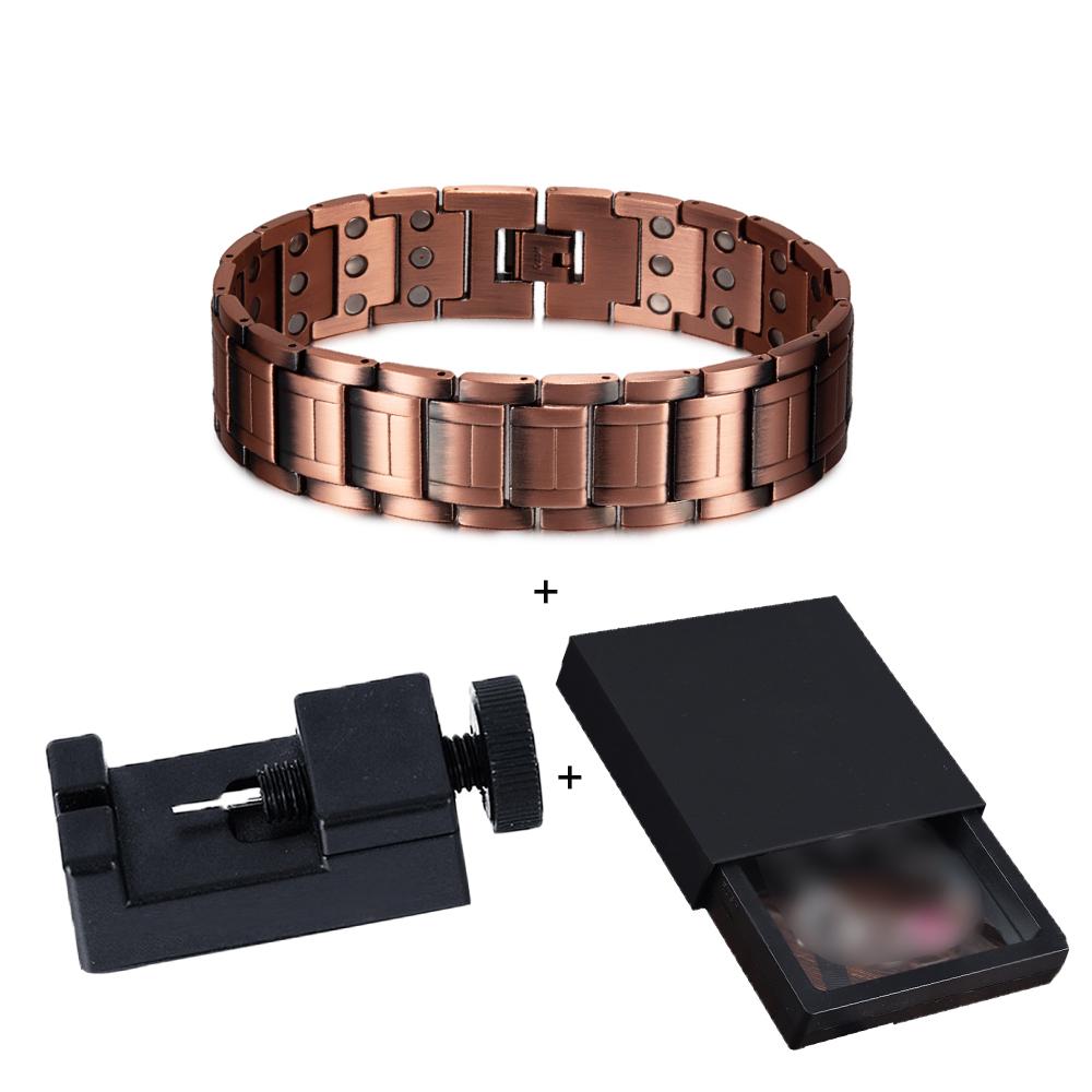 Магнитный браслет из чистой меди, мужской браслет шириной 21 мм, медный магнитный браслет с цепочкой, исцеляющий энергетический браслет для мужчин