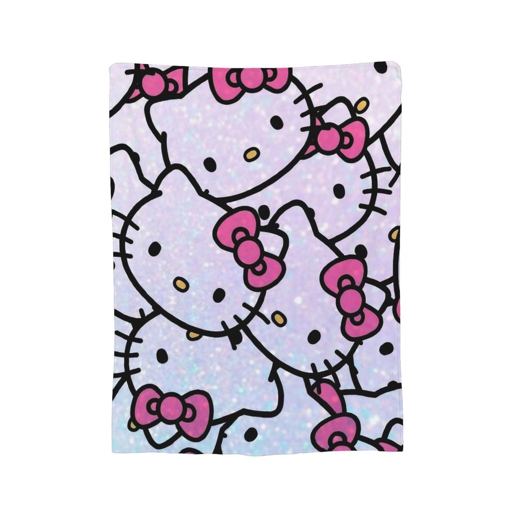 Hello Kitty Halloween Knitted Blanket Bats Ghost Plush Throw Blankets Home Couch Personalised Soft Warm Bedspreads,