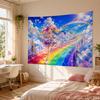 Galaxy Witch Tapestry Anime Girl Wizard Staff Starry Staircase Cosmic Fantasy Art