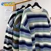 Женский винтажный толстый полосатый вязаный свитер Y2K, рубашки, пуловеры, трикотаж, толстовки, уличная одежда, джемпер, мужская корейская зимняя одежда