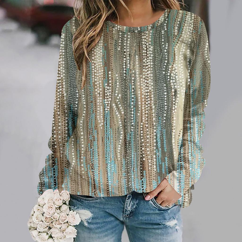 Осень и зима новая мода круглый вырез длинный рукав с принтом элегантная повседневная свободная толстовка