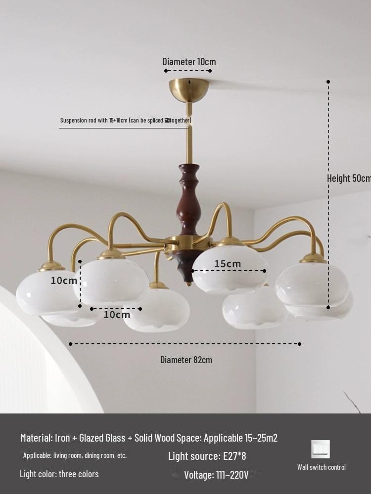 Винтажная люстра из цельного дерева в стиле ваби-саби для столовой, спальни или кабинета