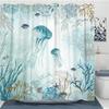 Rideau de douche méduse, bleu magique, vie sous-marine, drôle, avec écran de bain, imperméable