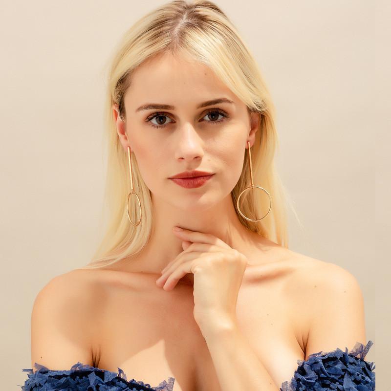 And Silver Gold Geometric Hoop Earrings Fashionable Minimalist Alloy Jewelry For Women