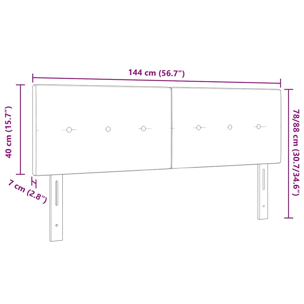 Headboard Black 144 cm Velvet
