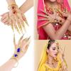 Gift Indian Thai Red Gem Nail Rings Golden Finger Bracelet Knuckle Rings Belly Dance Bracelet