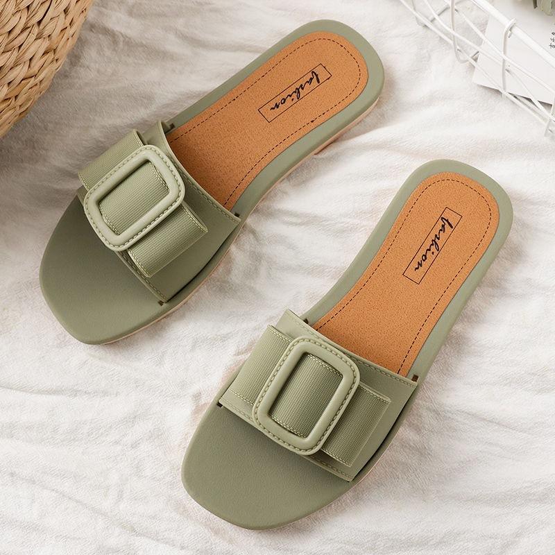 2024 Causal Women Slippers Flat Bottom Beach Shoes for Ladies Trend  Design Summer Outside Big Size Open Toe Female Slides Black