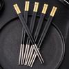 5Pairs Alloy Non-Slip Chinese Chopsticks Korean Sushi Sticks Chopsticks Stainless Steel Reusable Chopsticks Party Tableware Set