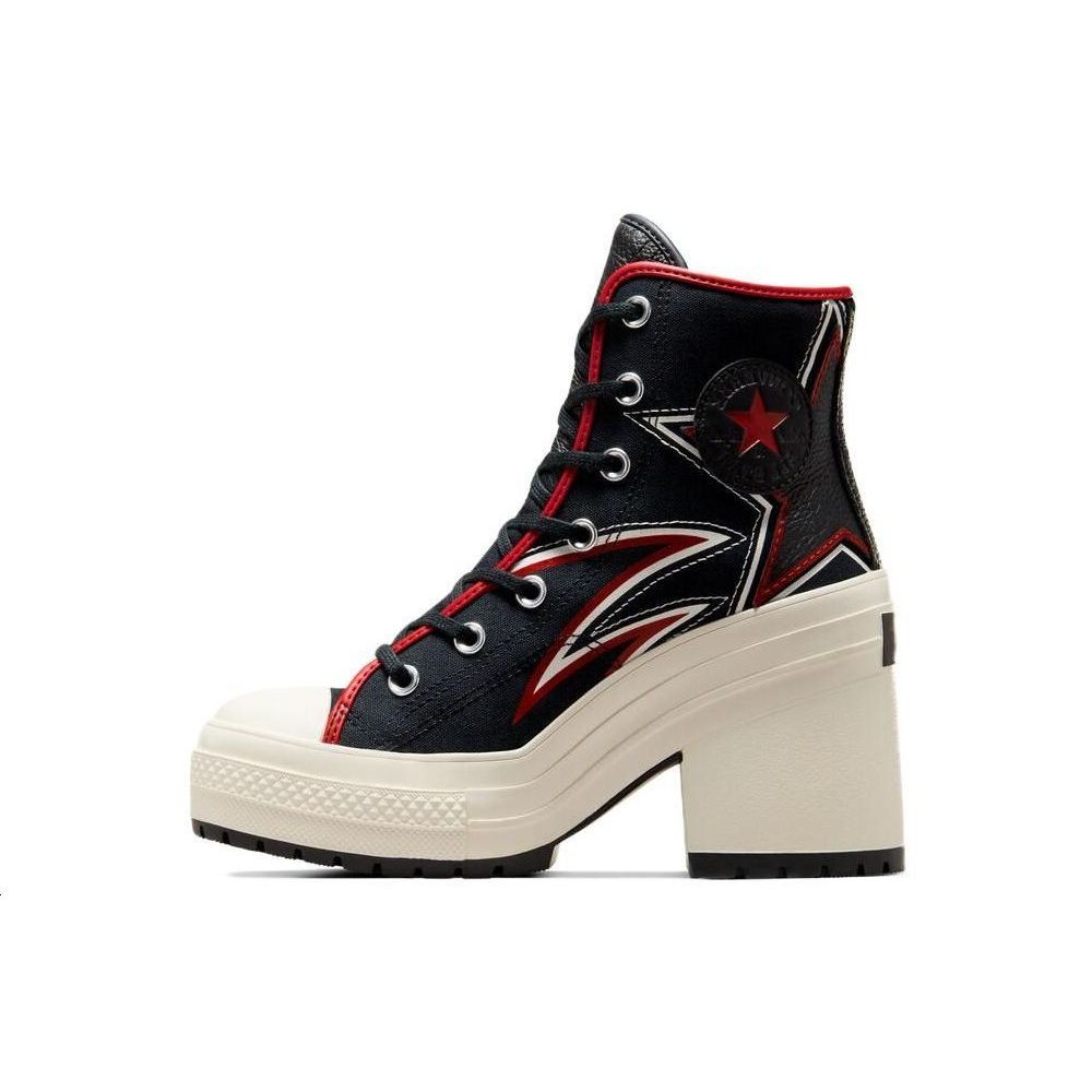 Converse Женские кроссовки Chuck 70 De Luxe Heel High Moto Black Varsity-Red Egret A08003C