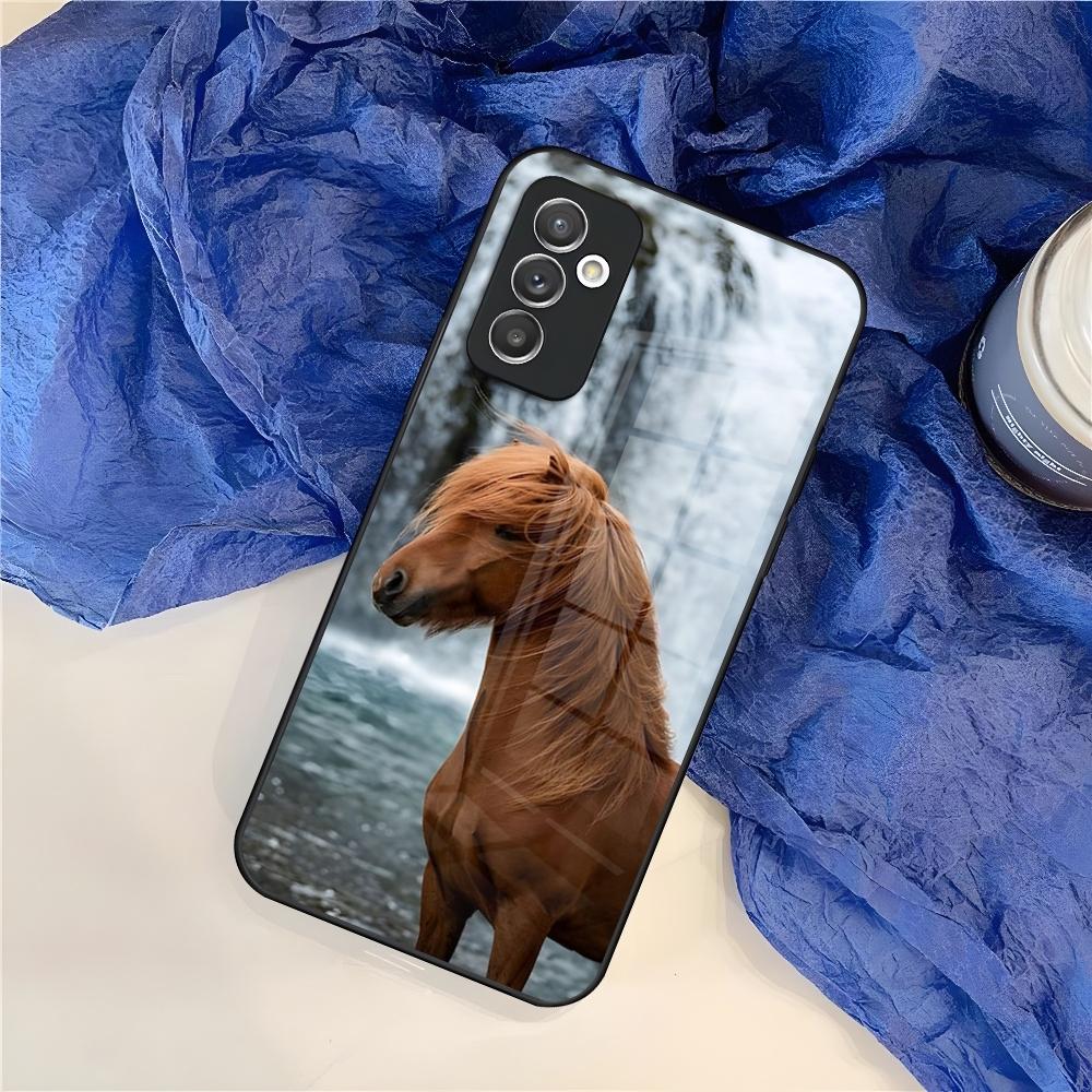 Чехол для телефона с изображением животного Лошадь для Samsung S24 S30 S21 S23 S20 S22 Fe S10 E S9 Note 20 10 Pro Ultra Plus стеклянная Крышка