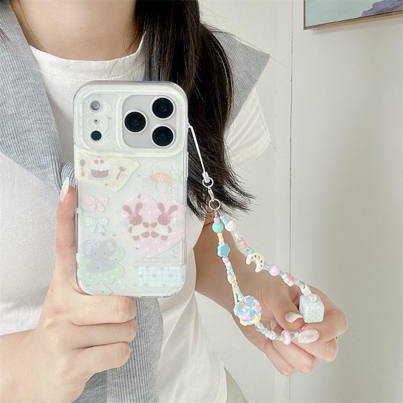 High-End Glitter Rabbit Elephant Phone Case for iPhone 17, 16 Pro Max, 15, 14