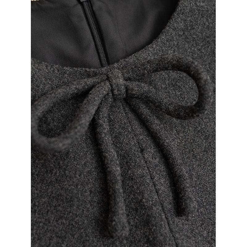 Женское платье большого размера в французском стиле с бантом без рукавов на осень/зиму 2025