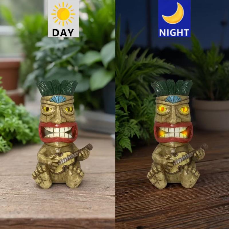 Maya Series Decorations, luminous,Tiki Hawaii Maya Tribe Totem Garden Lawn Lights, Outdoor Statue Backyard Tropical Decoration