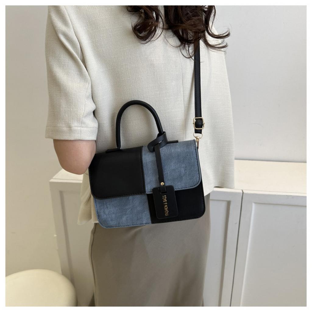 Маленькая квадратная сумка с нишевым дизайном, сочетающая в себе лоскутную технику и контрастные цвета, женская повседневная сумка-кроссбоди и модная сумка на одно плечо