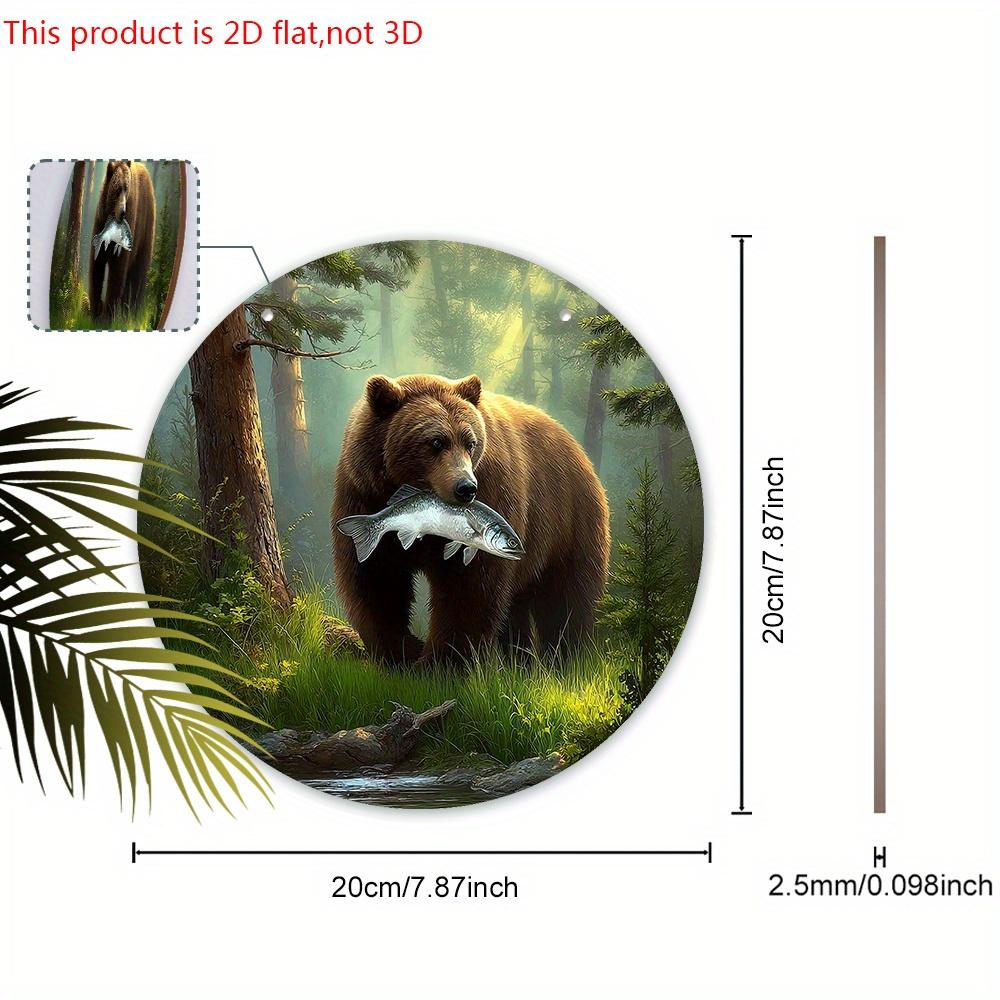 Wooden Sign with Bear Pattern Design - Unique Wall Pediments - Ideal for Front Door, Yard, Wall Decor