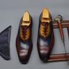 New Men's Retro Color Matching Leather Shoes Business Dress Men's Shoes Size 48 Non-slip British Style