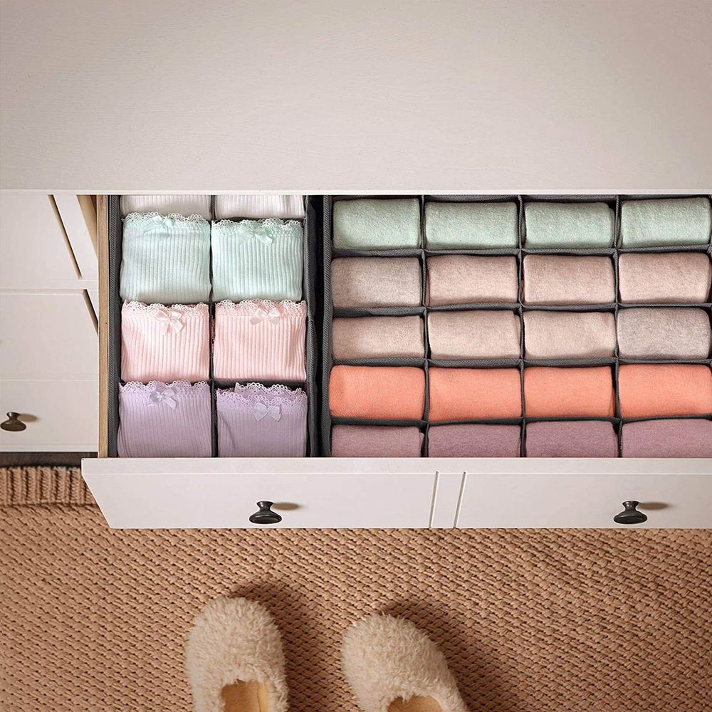 Set of 8 Organizer Boxes for storing underwear and cosmetics, gray