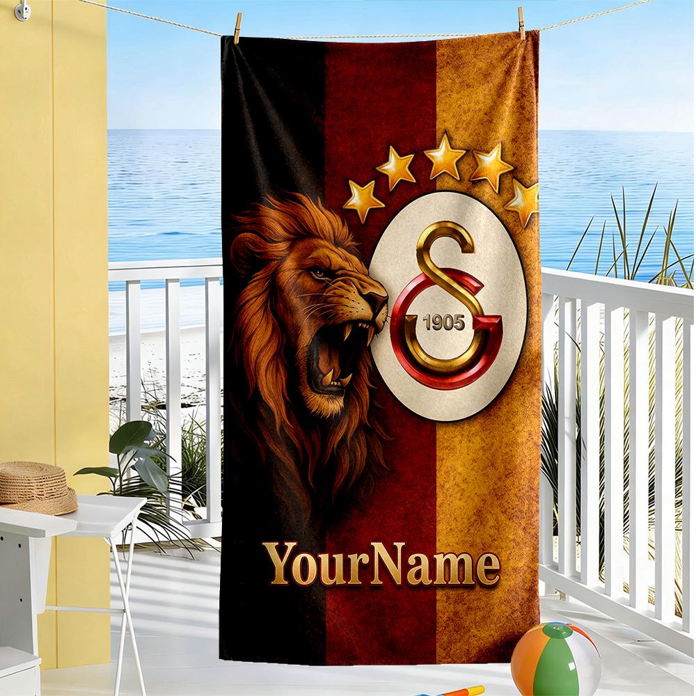Galatasaray Customizable Name Beach Towel High Absorbency Quickdry Portable For Swimmingbeachcamping Travel Beach Accessoriesgym