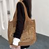 Yogodlns Casual Hollow Knitted Large Tote Bag Designer Handmade Woven Women Shoulder Bags Luxury Summer Beach Bag Shopper Purses