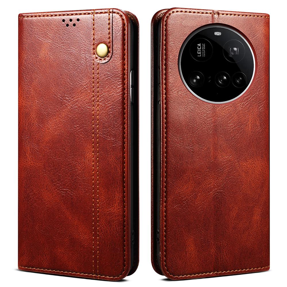 For Xiaomi 15 Ultra Case Crazy Horse Texture Waxy Leather Wallet Stand Phone Cover