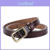 Женский кожаный ремень из мягкой двухслойной натуральной коровьей кожи, узкий пояс для платья с пряжкой из сплава для повседневной носки
