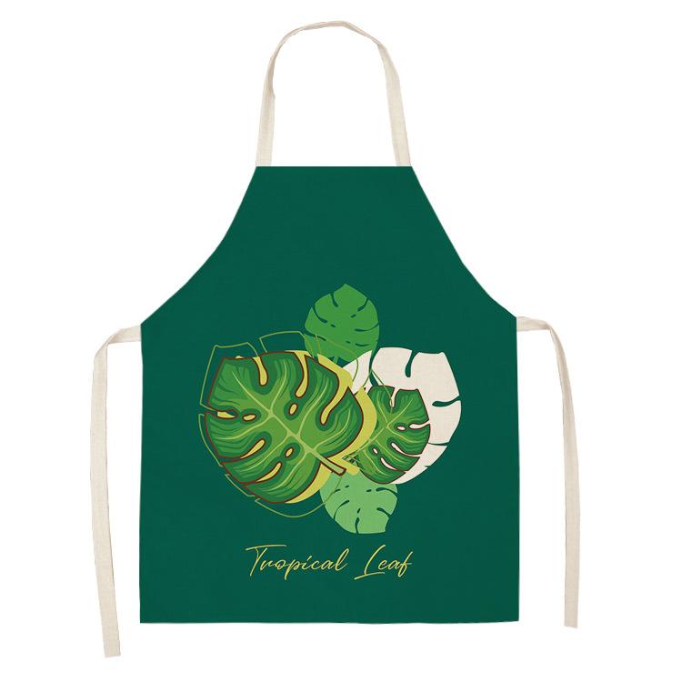 Tropical Plants Kitchen Aprons For Women Home Flower Baking Baking Cafe Cotton Linen Cleaning Aprons 38x47cm