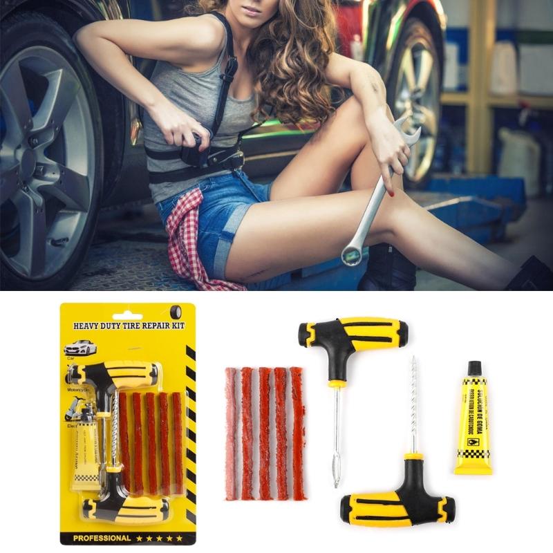 Автомобильный набор для ремонта шин Инструмент для ремонта проколов Автомобиль Мотоцикл Велосипед Прочный набор для ремонта бескамерных шин Набор инструментов с заклепками