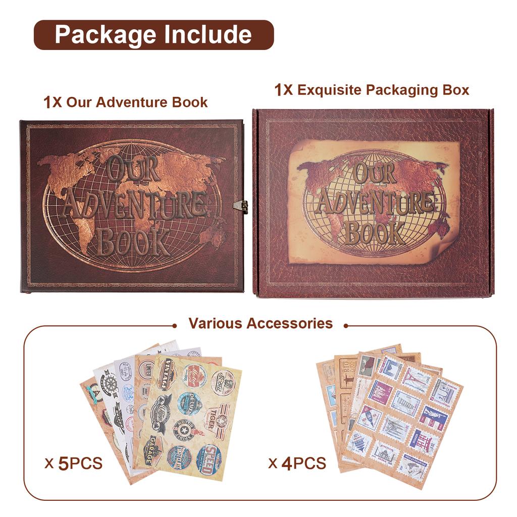 180 Page DIY Travel Photo Album Our Adventure Book Leather Retro Creative Anniversary Photo Album Wedding Guest Book Memory Gift