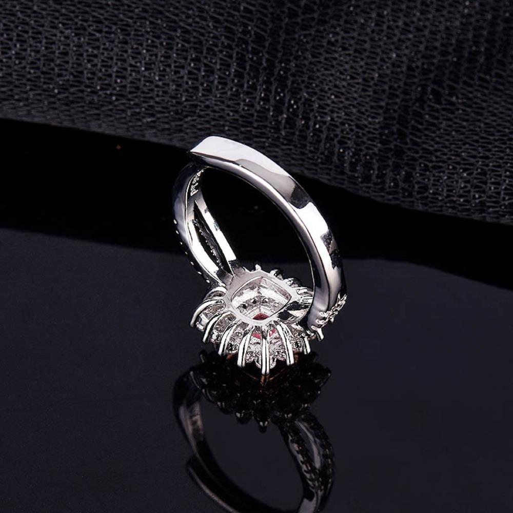 Open Ring PT950 Plated Two Tone Colorful Zirconia Diamond Engagement Wedding Ring for Women