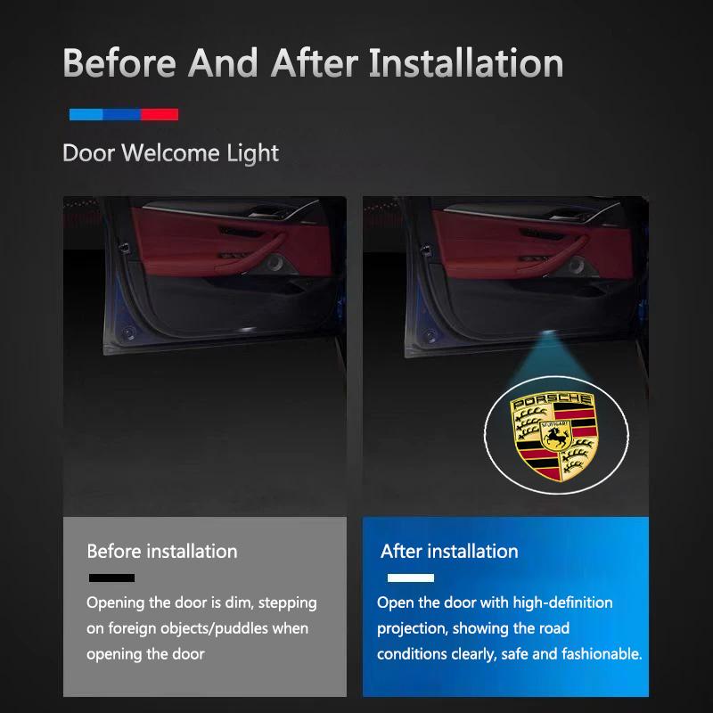 lczcr3 Fashion For Porsche Cayenne Panamera Macan 911 718 Cayman 918 Car Door Welcome Light Logo Projection Lights Auto Accessories
