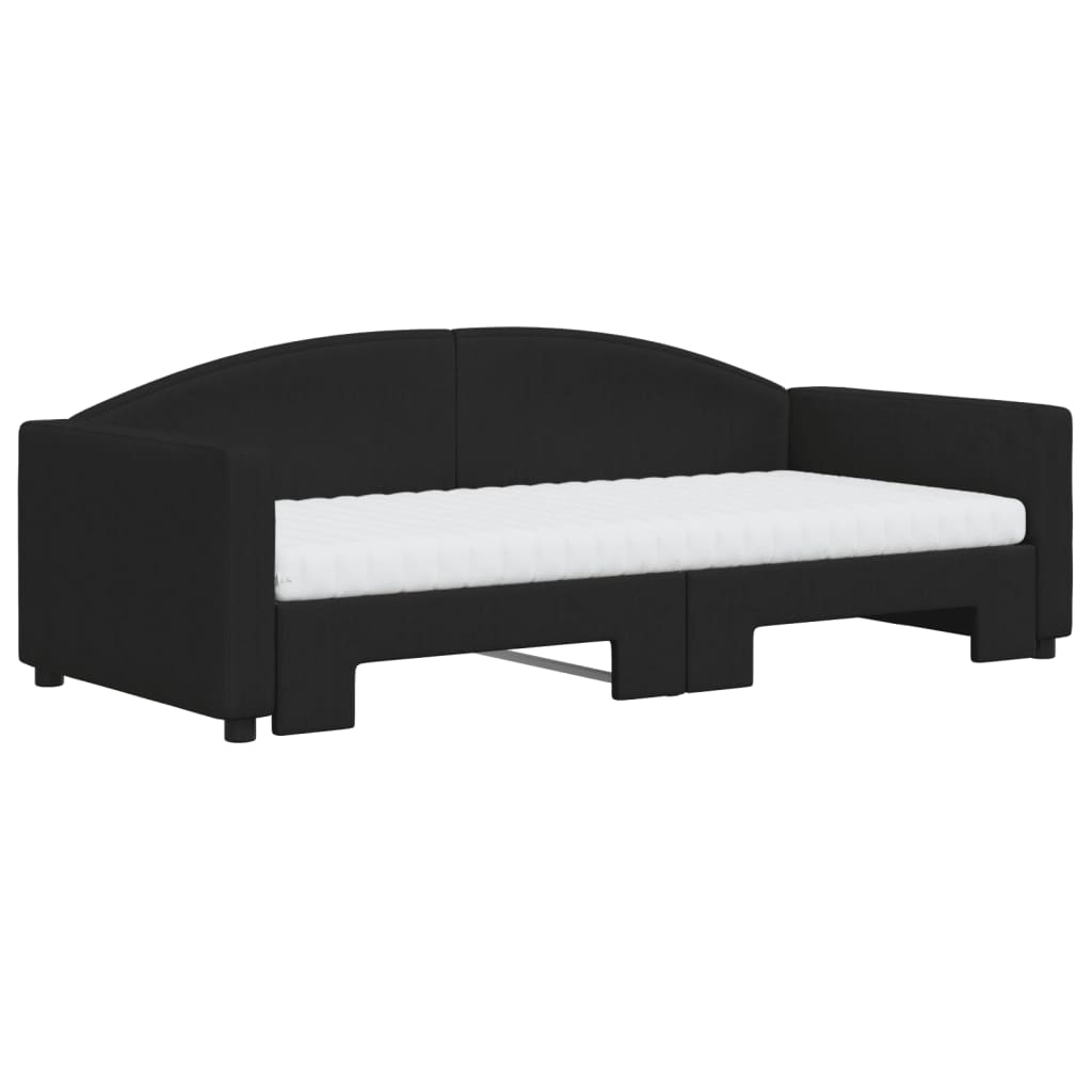 Extendable Daybed with Mattresses Black 90x190 cm Fabric