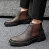Genuine Leather Men Chelsea Boots Wedding Dress Shoes for Male Formal Business Men's Ankle Boots Winter Handmade Warm Footwear