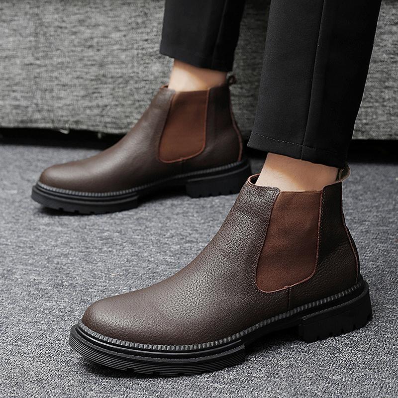 Genuine Leather Men Chelsea Boots Wedding Dress Shoes for Male Formal Business Men's Ankle Boots Winter Handmade Warm Footwear