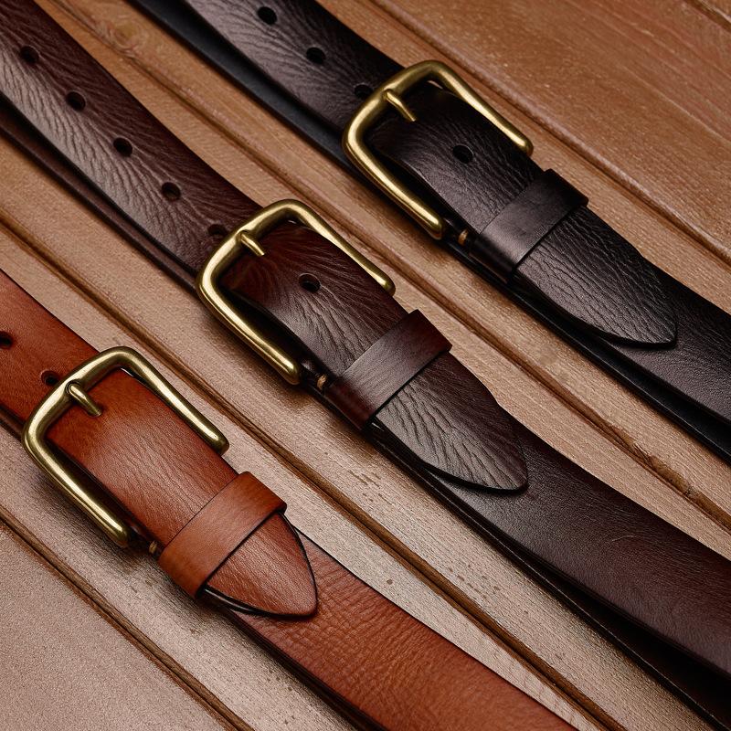 Мужской ремень из натуральной кожи первого слоя коровьей кожи Мужской ретро ремень Повседневный ремень Джинсовый ремень Британский ремень