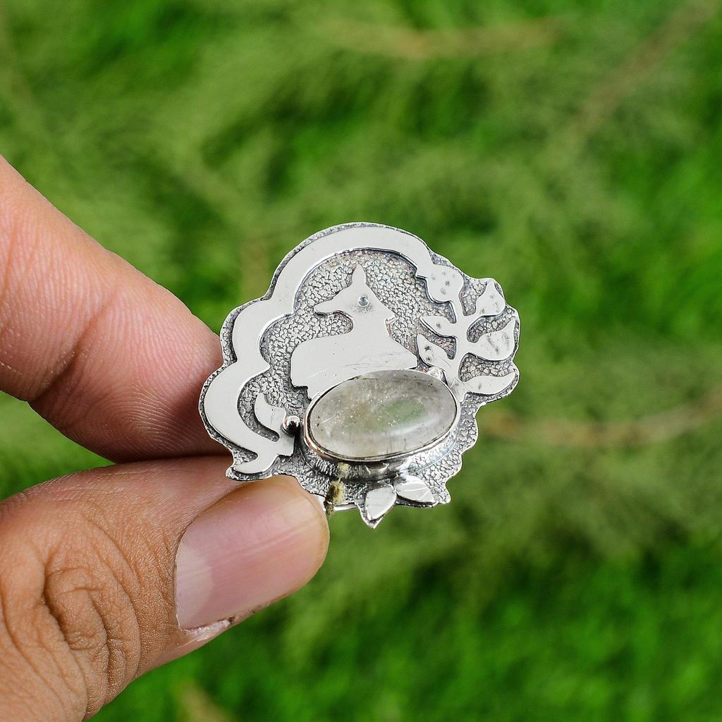 Распродажа ко Дню матери Овальный Натуральный Рутиловый Кварц 925 Серебро Безель Жена Солитер Кольцо