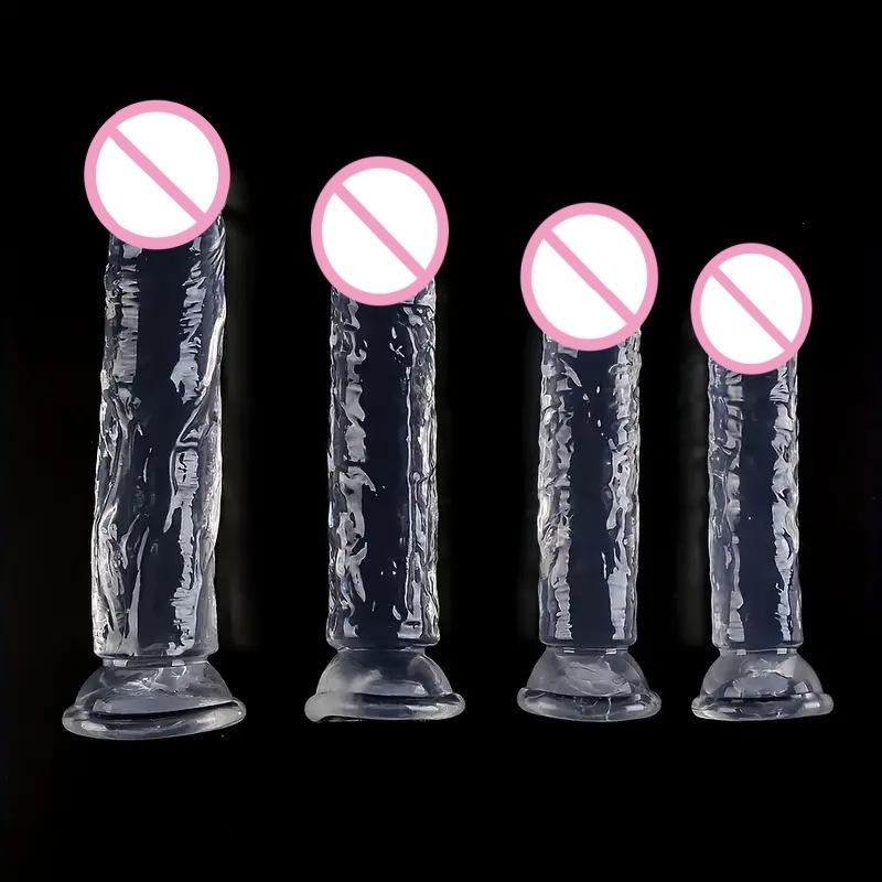 Большой пенис без яиц, прозрачный желеобразный кристалл, имитация, маленький и средний размер, взрослая женская мастурбация, палочка-дилдо