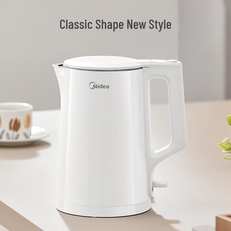 Midea Электрический чайник с двойными стенками, 1,5 л, защита от ожогов, штепсель CN (адаптер в комплекте)